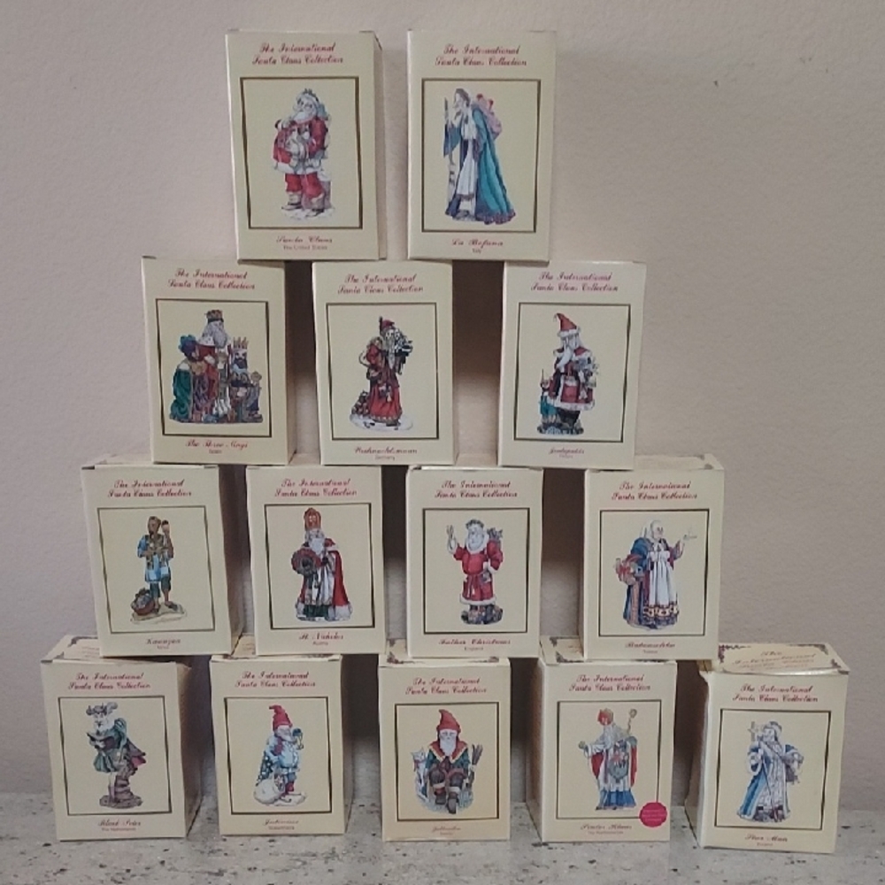 Retired- Set Of 14 International Santa Claus Figurine Collection